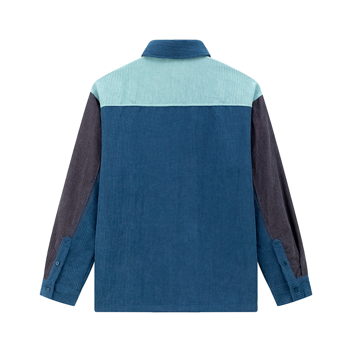 Рубашка YMKASHIX Velvet Color block zip гол/граф/син