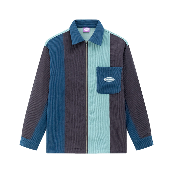 Рубашка YMKASHIX Velvet Color block zip гол/граф/син