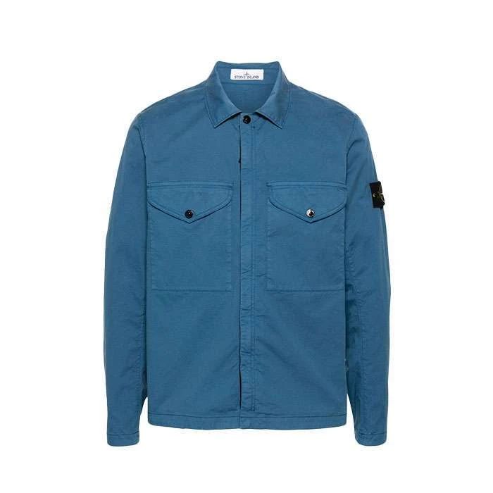 Рубашка голубая Stone Island Supima Cotton Twill Stretch TC Overshirt 